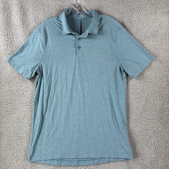 Lululemon Evolution Golf Polo Shirt Mens L Large Stretch Performance Fit Blue - Picture 1 of 6